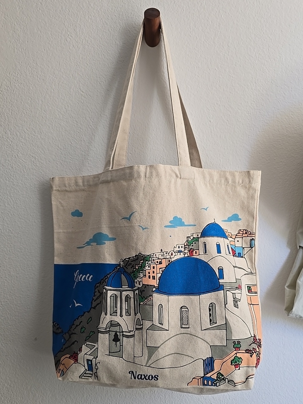 Naxos Blue Dome Canvas Tote Bag - Cream/Blue